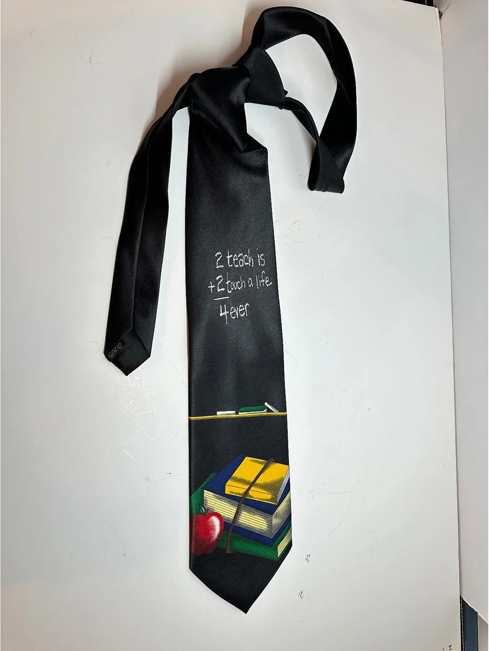 Vintage Ralph Marlin Teacher -Themed Novelty Collectible Black Necktie